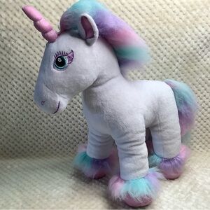 Build A Bear Rainbow Unicorn Plush 18in White Unicorn with Pastel Mane 🦄